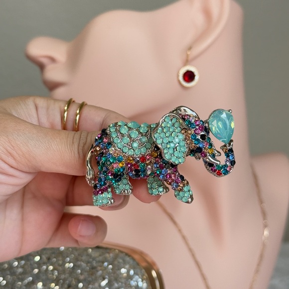 ⚜️❤️‍🔥 Chic Colorful Elephant Brooch 🐘💚 - Picture 4 of 5